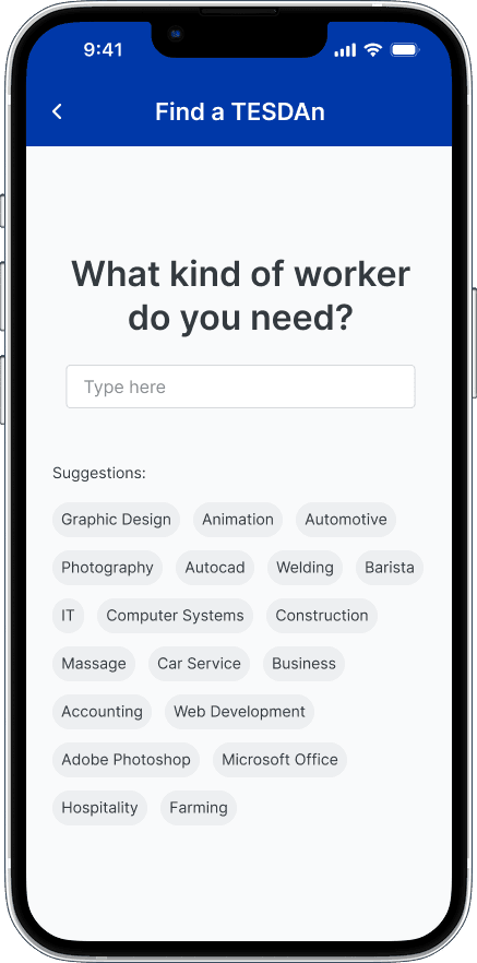Find the right worker for the job. mobile app